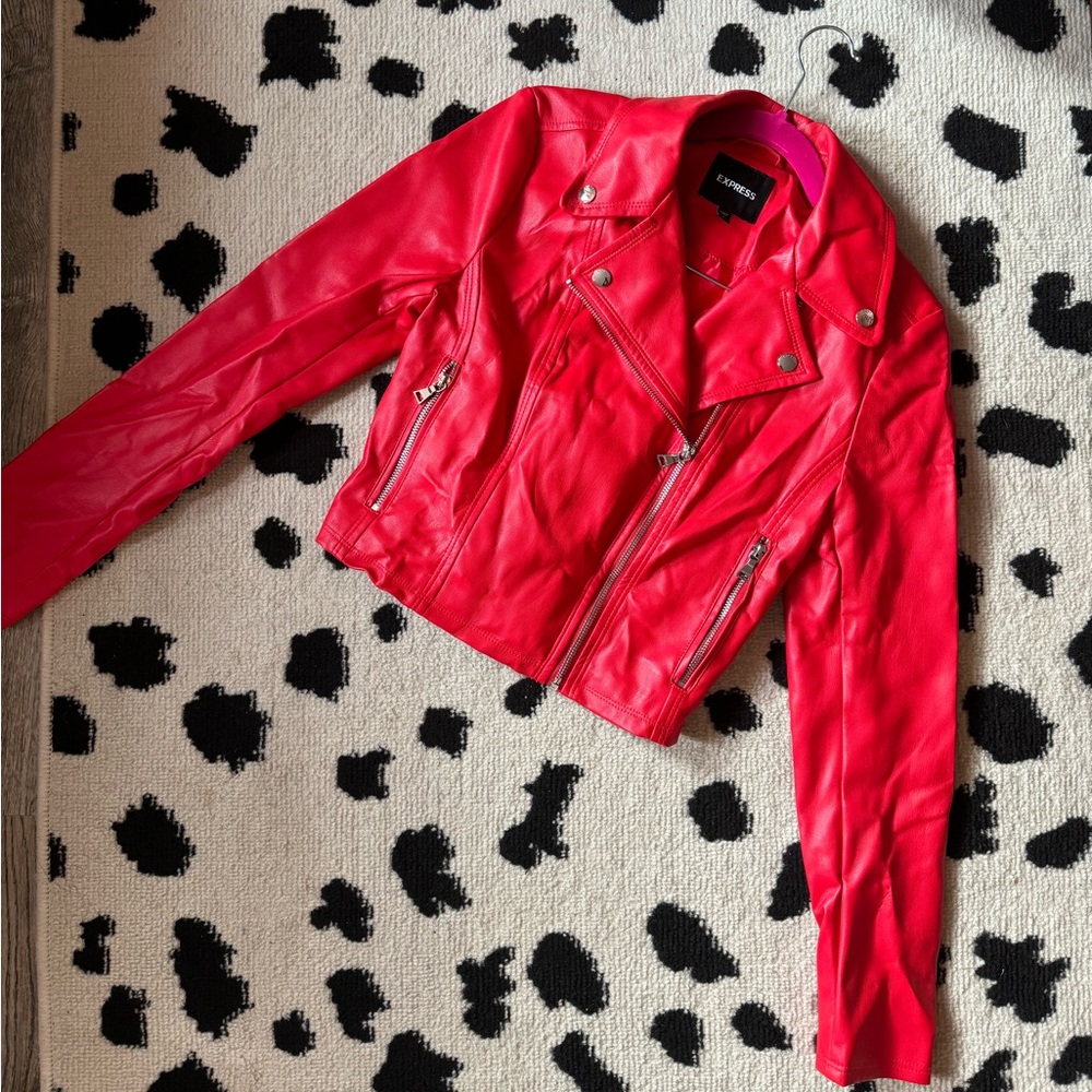 Red Vegan Leather Jacket